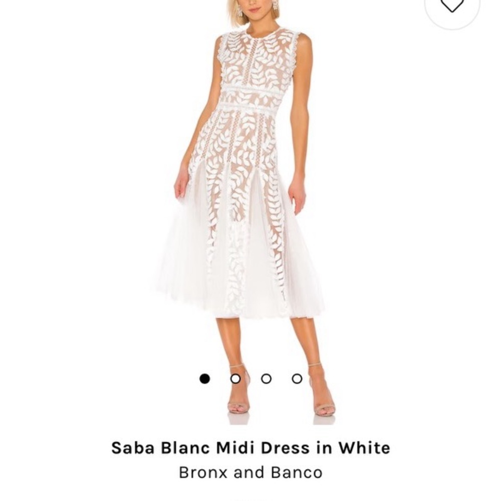 Bronx and Banco White A-Line Midi Dress Sleeveless Crew Neck
